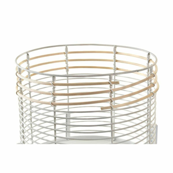 Set di Vasi DKD Home Decor Bianco Naturale Metallo Rattan Quadrato 25 x 25 x 32 cm (2 Unità) - Augustea Shop