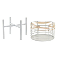 Set di Vasi DKD Home Decor Bianco Naturale Metallo Rattan Quadrato 25 x 25 x 32 cm (2 Unità) - Augustea Shop