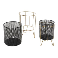 Set di vasi da fiori DKD Home Decor Nero Dorato Metallo Loft 36 x 36 x 58 cm - Augustea Shop