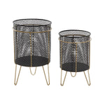 Set di vasi da fiori DKD Home Decor Nero Dorato Metallo Loft 36 x 36 x 58 cm - Augustea Shop