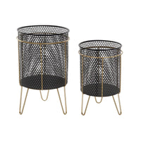 Set di vasi da fiori DKD Home Decor Nero Dorato Metallo Loft 36 x 36 x 58 cm - Augustea Shop
