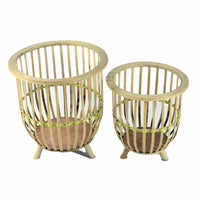 Set di vasi da fiori DKD Home Decor 35 x 35 x 37 cm Naturale Marrone Chiaro Bambù - Augustea Shop