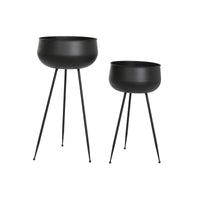 Set di vasi da fiori DKD Home Decor 34 x 34 x 70 cm Nero Metallo - Augustea Shop