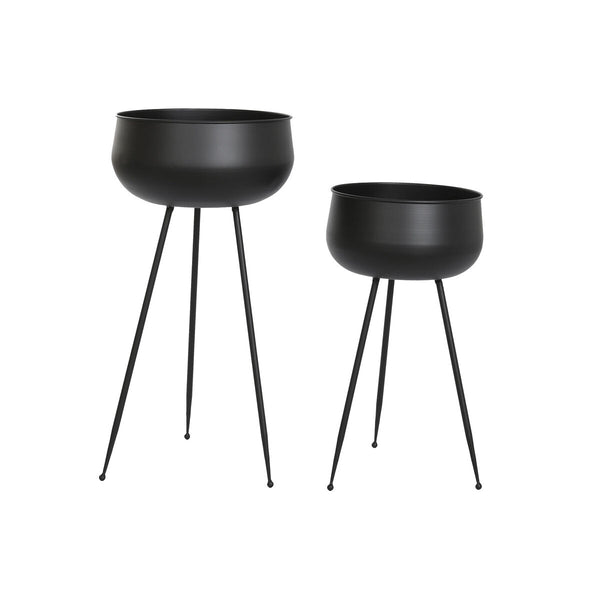 Set di vasi da fiori DKD Home Decor 34 x 34 x 70 cm Nero Metallo - Augustea Shop