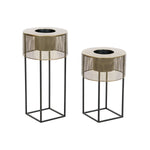 Set di vasi da fiori DKD Home Decor 33 x 33 x 67 cm Nero Dorato Metallo Loft - Augustea Shop