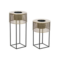 Set di vasi da fiori DKD Home Decor 33 x 33 x 67 cm Nero Dorato Metallo Loft - Augustea Shop