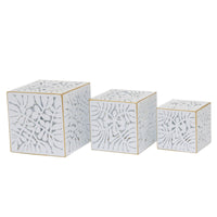 Set di vasi da fiori DKD Home Decor Fogli Dorato Metallo 15 x 15 x 15 cm Bianco Tropicale Foglia della pianta - Augustea Shop
