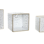 Set di vasi da fiori DKD Home Decor Fogli Dorato Metallo 15 x 15 x 15 cm Bianco Tropicale Foglia della pianta - Augustea Shop