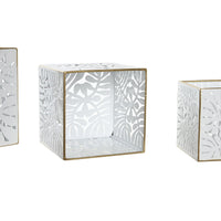 Set di vasi da fiori DKD Home Decor Fogli Dorato Metallo 15 x 15 x 15 cm Bianco Tropicale Foglia della pianta - Augustea Shop