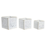 Set di vasi da fiori DKD Home Decor Fogli Dorato Metallo 15 x 15 x 15 cm Bianco Tropicale Foglia della pianta - Augustea Shop