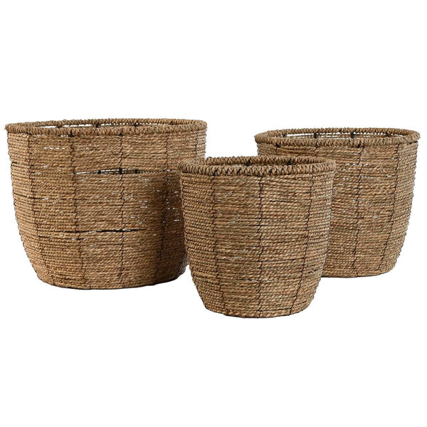 Set di vasi da fiori Home ESPRIT Marrone Fibra Tropicale 31 x 31 x 24 cm - Augustea Shop