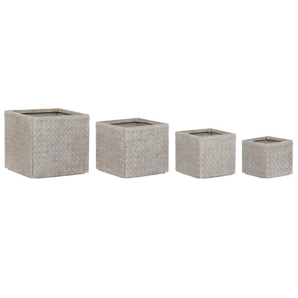 Set di vasi da fiori Home ESPRIT Beige Fibra di Vetro Magnesio 44,5 x 44,5 x 42,5 cm (4 Unità) - Augustea Shop