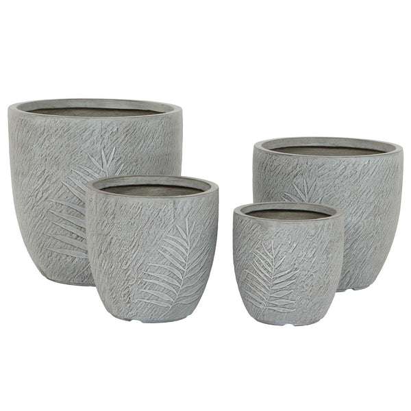Set di vasi da fiori Home ESPRIT Grigio chiaro Fibra di Vetro Magnesio 44 x 44,5 x 43 cm (4 Unità) - Augustea Shop