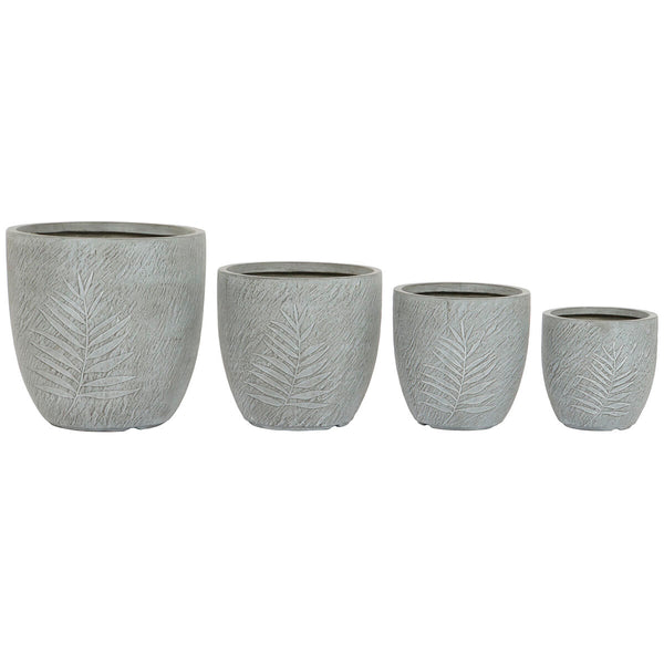 Set di vasi da fiori Home ESPRIT Grigio chiaro Fibra di Vetro Magnesio 44 x 44,5 x 43 cm (4 Unità) - Augustea Shop