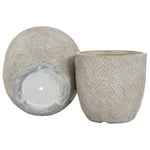 Set di vasi da fiori Home ESPRIT Beige Fibra di Vetro Magnesio 44,5 x 44,5 x 43 cm (3 Unità) - Augustea Shop