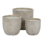 Set di vasi da fiori Home ESPRIT Beige Fibra di Vetro Magnesio 44,5 x 44,5 x 43 cm (3 Unità) - Augustea Shop