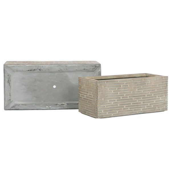 Vaso rettangolare da Balcone Home ESPRIT Beige Fibra di Vetro Magnesio 74,5 x 37,5 x 37,5 cm - Augustea Shop