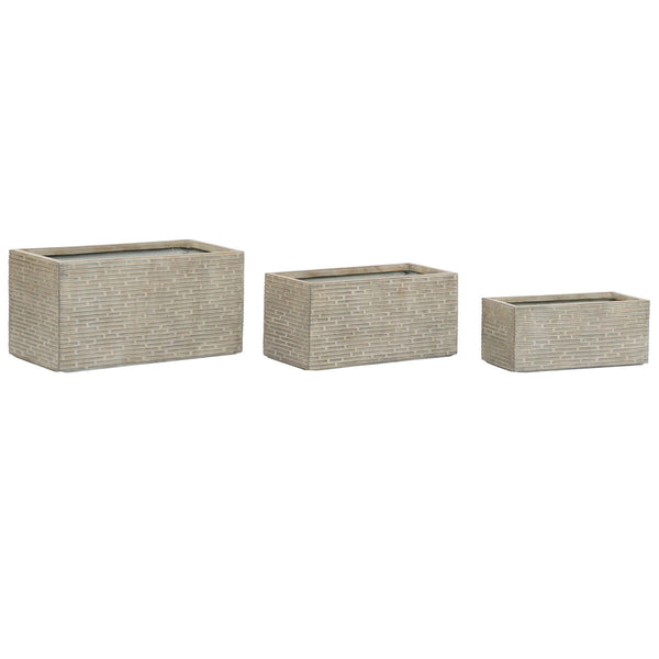Vaso rettangolare da Balcone Home ESPRIT Beige Fibra di Vetro Magnesio 74,5 x 37,5 x 37,5 cm - Augustea Shop