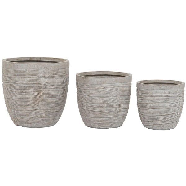 Set di vasi da fiori Home ESPRIT Beige Fibra di Vetro Magnesio 45 x 45 x 43 cm (3 Unità) - Augustea Shop