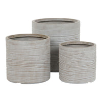 Set di vasi da fiori Home ESPRIT Beige Fibra di Vetro Magnesio 44,5 x 44,5 x 44 cm (3 Unità) - Augustea Shop