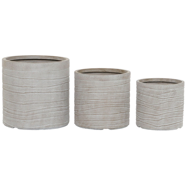 Set di vasi da fiori Home ESPRIT Beige Fibra di Vetro Magnesio 44,5 x 44,5 x 44 cm (3 Unità) - Augustea Shop