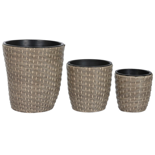 Set di vasi da fiori Home ESPRIT polipropilene Rattan 40 x 40 x 45 cm - Augustea Shop