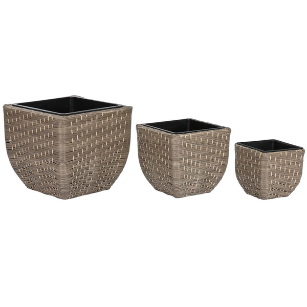 Set di vasi da fiori Home ESPRIT polipropilene Rattan 40 x 40 x 36 cm - Augustea Shop