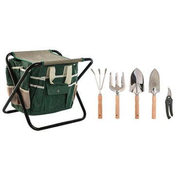 Kit di attrezzi per il giardinaggio Home ESPRIT Nero Verde Argentato Naturale Poliestere Alluminio 7 Pezzi