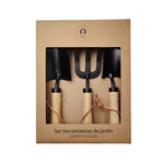 Kit di attrezzi per il giardinaggio Home ESPRIT 3 Pezzi Marrone Nero Acciaio - Augustea Shop
