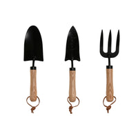 Kit di attrezzi per il giardinaggio Home ESPRIT 3 Pezzi Marrone Nero Acciaio - Augustea Shop