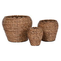 Set di vasi da fiori Home ESPRIT Marrone Metallo Fibra 41 x 41 x 32 cm - Augustea Shop