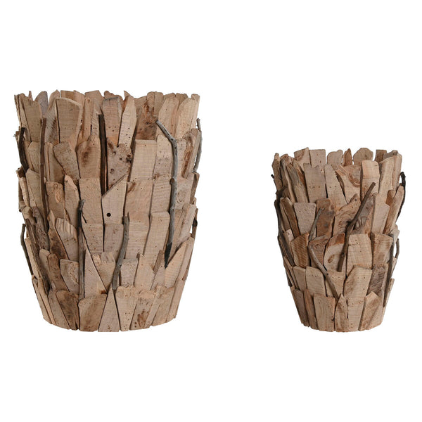 Set di vasi da fiori Home ESPRIT Marrone Legno di paulownia 35 x 35 x 45 cm (2 Pezzi) - Augustea Shop