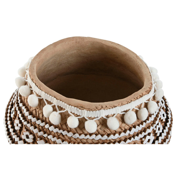 Vaso Home ESPRIT Bianco Marrone Beige Marrone Chiaro Cemento Tropicale 25 x 25 x 18 cm - Augustea Shop