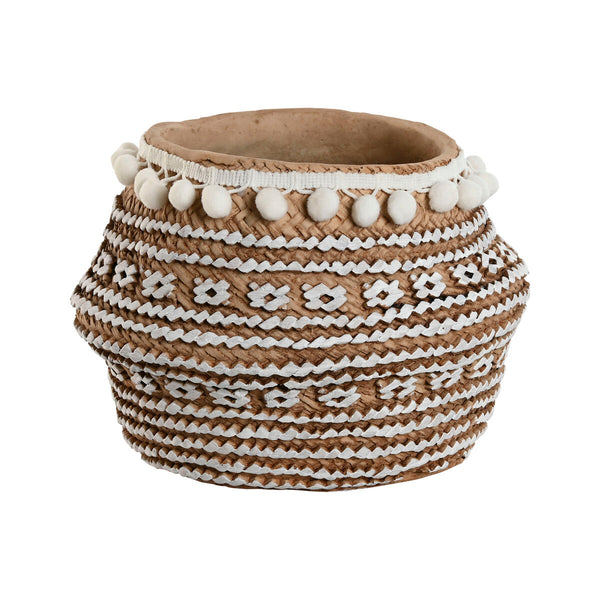 Vaso Home ESPRIT Bianco Marrone Beige Marrone Chiaro Cemento Tropicale 25 x 25 x 18 cm - Augustea Shop