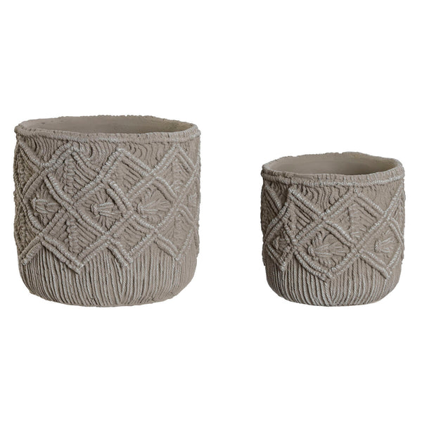 Set di vasi da fiori Home ESPRIT Grigio chiaro Cemento 20 x 20 x 18 cm - Augustea Shop