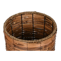 Set di vasi da fiori Home ESPRIT Marrone Metallo Rattan Tropicale 31 x 31 x 27 cm - Augustea Shop