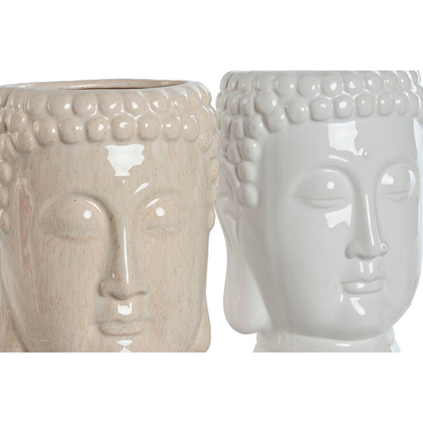 Vaso Home ESPRIT Bianco Beige Ceramica 15 x 15 x 25 cm (2 Unità) - Augustea Shop