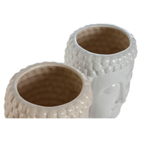 Vaso Home ESPRIT Bianco Beige Ceramica 15 x 15 x 25 cm (2 Unità) - Augustea Shop
