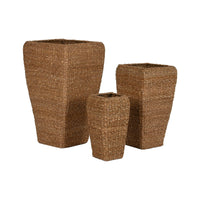 Set di vasi da fiori Home ESPRIT Naturale Metallo Fibra naturale 40 x 40 x 70 cm (3 Pezzi) - Augustea Shop
