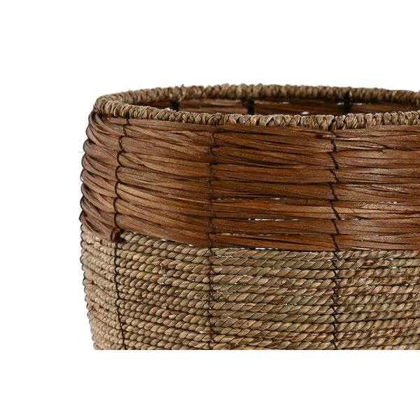 Set di vasi da fiori Home ESPRIT Naturale Metallo Fibra Tropicale 33 x 33 x 30 cm - Augustea Shop