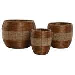 Set di vasi da fiori Home ESPRIT Naturale Metallo Fibra Tropicale 33 x 33 x 30 cm - Augustea Shop