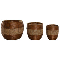 Set di vasi da fiori Home ESPRIT Naturale Metallo Fibra Tropicale 33 x 33 x 30 cm - Augustea Shop