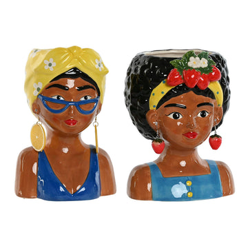 Planter Home ESPRIT Multicolour Dolomite Urban 16 x 13 x 24 cm (2 Units)