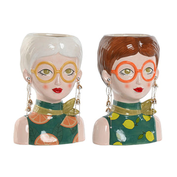 Vaso Home ESPRIT Multicolore Dolomite chica Città 16 X 13,5 X 23 cm (2 Unità)