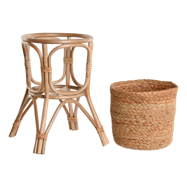Set di vasi da fiori Home ESPRIT Naturale vimini Fibra 28 x 28 x 38 cm (2 Pezzi) - Augustea Shop