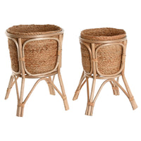 Set di vasi da fiori Home ESPRIT Naturale vimini Fibra 28 x 28 x 38 cm (2 Pezzi) - Augustea Shop