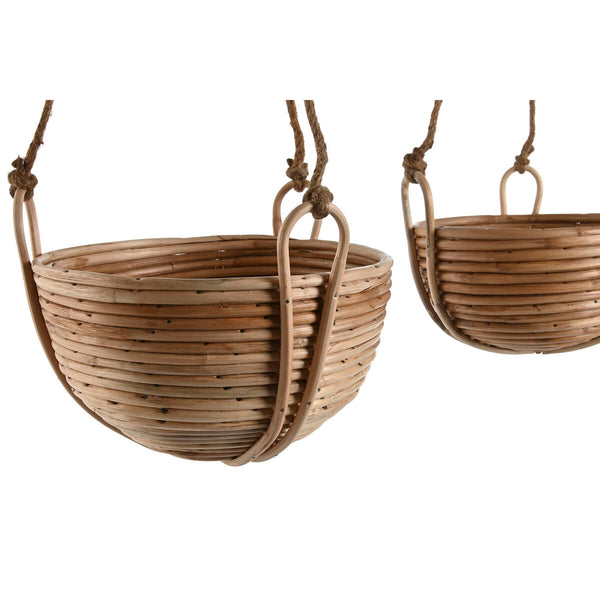 Set di vasi da fiori Home ESPRIT Naturale vimini Corda 31 x 31 x 23 cm (3 Pezzi) - Augustea Shop
