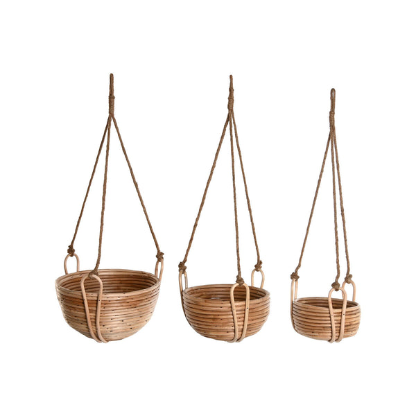Set di vasi da fiori Home ESPRIT Naturale vimini Corda 31 x 31 x 23 cm (3 Pezzi) - Augustea Shop