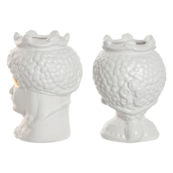 Vaso Home ESPRIT Bianco Dorato Porcellana 10 x 10 x 14 cm (2 Unità) - Augustea Shop