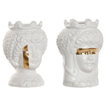 Vaso Home ESPRIT Bianco Dorato Porcellana 10 x 10 x 14 cm (2 Unità) - Augustea Shop